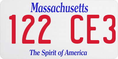MA license plate 122CE3