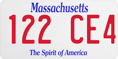 MA license plate 122CE4