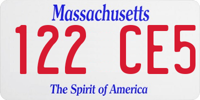MA license plate 122CE5