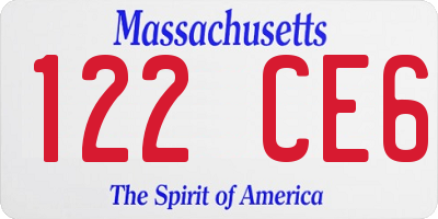 MA license plate 122CE6
