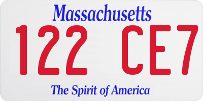MA license plate 122CE7