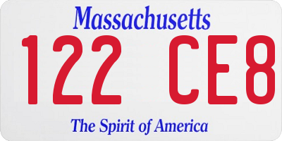 MA license plate 122CE8
