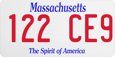 MA license plate 122CE9