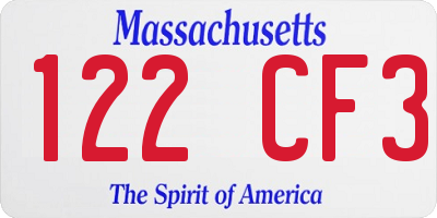 MA license plate 122CF3