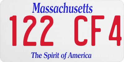 MA license plate 122CF4