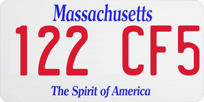 MA license plate 122CF5