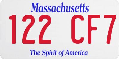 MA license plate 122CF7