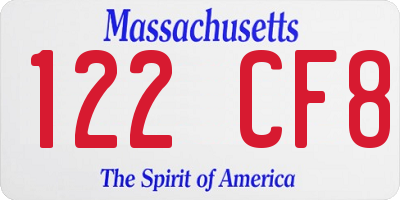MA license plate 122CF8