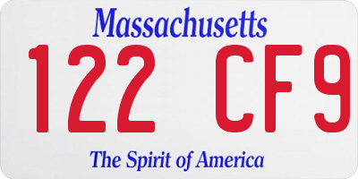 MA license plate 122CF9