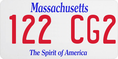 MA license plate 122CG2