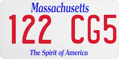 MA license plate 122CG5