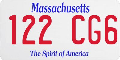 MA license plate 122CG6