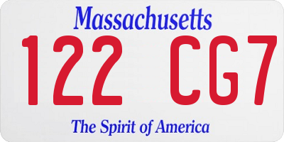 MA license plate 122CG7
