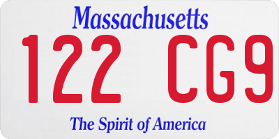 MA license plate 122CG9