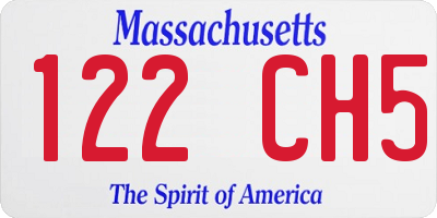 MA license plate 122CH5