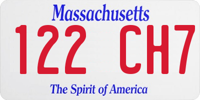 MA license plate 122CH7