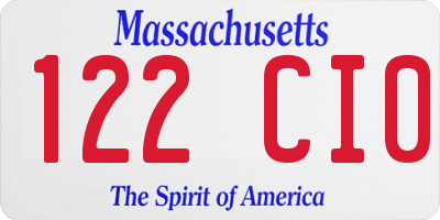 MA license plate 122CI0