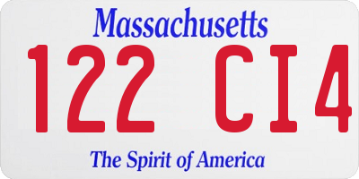 MA license plate 122CI4