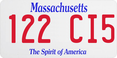 MA license plate 122CI5