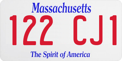 MA license plate 122CJ1