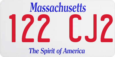 MA license plate 122CJ2