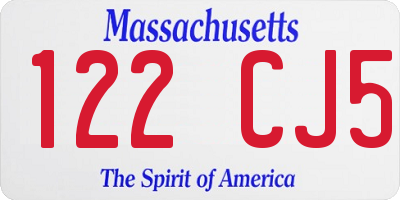 MA license plate 122CJ5