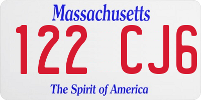 MA license plate 122CJ6