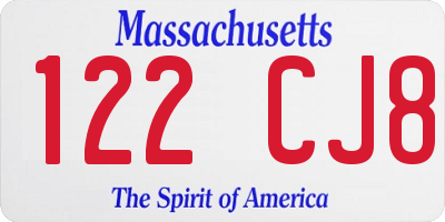 MA license plate 122CJ8
