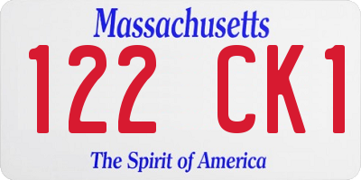 MA license plate 122CK1