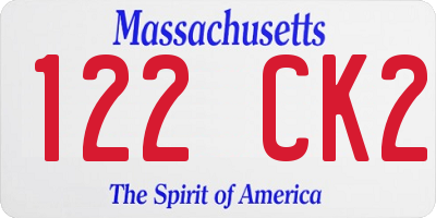 MA license plate 122CK2