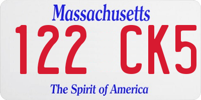 MA license plate 122CK5