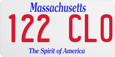 MA license plate 122CL0