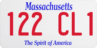 MA license plate 122CL1
