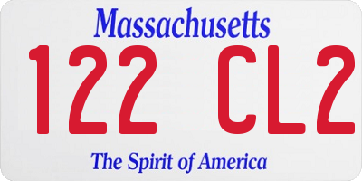 MA license plate 122CL2
