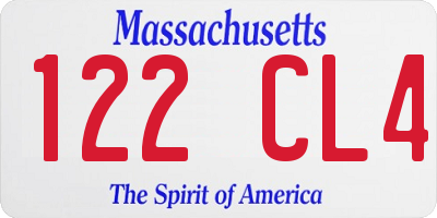 MA license plate 122CL4