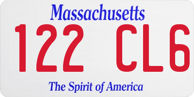 MA license plate 122CL6