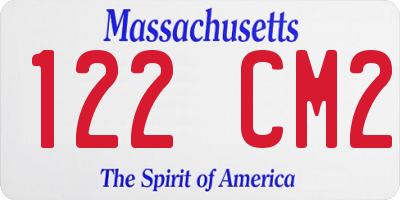MA license plate 122CM2