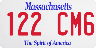 MA license plate 122CM6