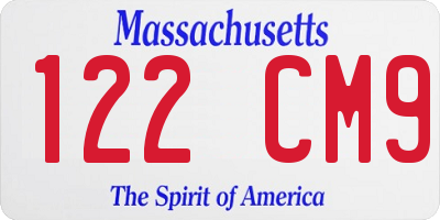 MA license plate 122CM9