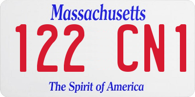 MA license plate 122CN1