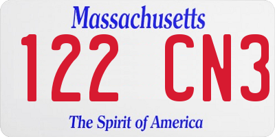 MA license plate 122CN3