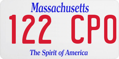 MA license plate 122CP0