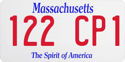 MA license plate 122CP1
