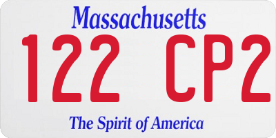 MA license plate 122CP2