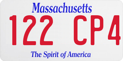 MA license plate 122CP4