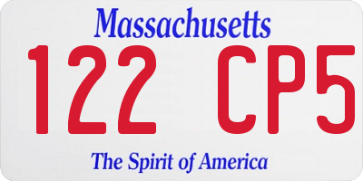 MA license plate 122CP5