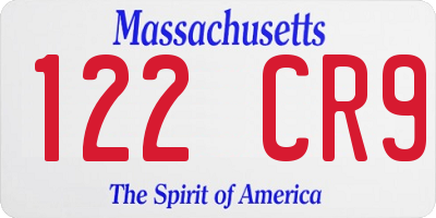 MA license plate 122CR9