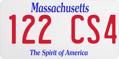 MA license plate 122CS4