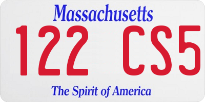 MA license plate 122CS5