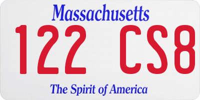 MA license plate 122CS8